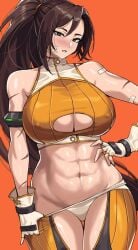 1girls abs big_breasts boob_window dnf_duel drogod_(artist) dungeon_fighter_online muscular_female striker_(dungeon_and_fighter) tagme thick_thighs