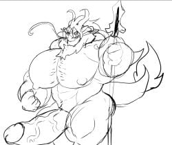 anthro big_muscles big_penis demondragoncyan dragon genitals genshin_impact huge_cock huge_muscles hyper hyper_genitalia hyper_muscles hyper_penis male male_only muscular muscular_male penis solo video_games zhongli_(genshin_impact)