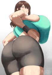 ass big_ass big_breasts big_butt breasts bubble_ass bubble_butt dumbbelldore fat_ass fat_butt female female_only huge_ass huge_breasts huge_butt large_ass large_breasts large_butt light-skinned_female light_skin looking_at_viewer looking_back orange_eyes original original_character short_hair sports_bra sports_shorts sportswear sweat sweaty sweaty_body thick_ass thick_thighs top_heavy wide_hips workout_clothes