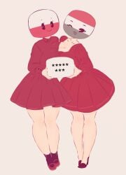 2girls countryhumans countryhumans_girl dress flawsy hungary_(countryhumans) jebać_pis love matching_outfit message poland_(countryhumans) red_dress