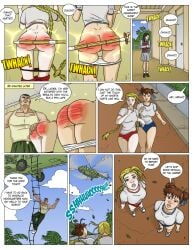 alt_cor altcor ass blonde_hair brown_hair cammy_white chun-li comic dialogue female male panties panties_down pussy red_ass spank_marks spanked spanking speech_bubble street_fighter text