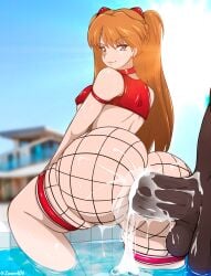 1boy 1girls anal anal_sex ass asuka_langley_sohryu balls big_ass big_penis blue_eyes breasts bubble_ass bubble_butt cum cum_in_ass cum_inside dark-skinned_male dark_skin dat_ass fat_ass female fishnet_shorts huge_ass huge_cock interracial large_breasts long_hair looking_at_viewer looking_back male male/female medium_breasts neon_genesis_evangelion orange_hair pawg penetration penis pool round_ass sex swimsuit testicles thick_ass thick_thighs water wide_hips zonen404