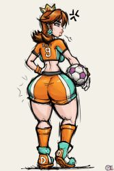 1girls annoyed big_ass big_breasts big_lips bimbo blue_eyes blue_eyeshadow bottom_heavy brown_hair bubble_ass bubble_butt crown curvy eyeshadow huge_ass large_ass makeup mario_(series) mario_strikers nintendo princess princess_daisy raiounsfw royalty smelly_ass soccer soccer_ball soccer_uniform thick_thighs