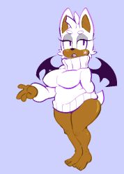 ass big_breasts big_butt bottomless dark-skinned_female dark_skin mangneto nipple_bulge no_bra rouge_the_bat sonic_(series) sweater tagme wide_hips