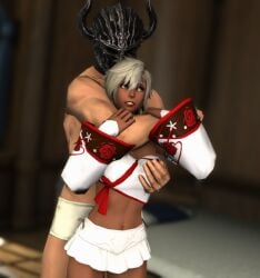 ambiguous_consent choke_hold dark-skinned_female faceless_male final_fantasy final_fantasy_xiv groping hyur original_character size_difference struggling white_mage