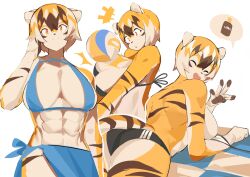 1girls abs anthro aspirindabaitu big_ass big_breasts bikini bikini_bottom bikini_top breasts female furry mei_xiang muscular muscular_female mx99926 oc original_character sarong short_hair smile smiling solo solo_female striped striped_body striped_fur stripes swimsuit swimwear tagme tiger tiger_ears tiger_girl tiger_stripes tiger_tail toned toned_female volleyball waai_fu_(arknights) waving waving_at_viewer