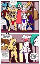 2boys 3girls ass birbpan eevee female gardevoir glaceon loincloth male pikachu pokemon scorbunny