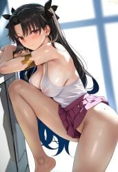 1girls ai_generated fate/grand_order fate_(series) ishtar_(fate) oncetwice pink_skirt see-through_clothing see-through_top skirt solo