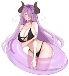 1girls big_breasts bikini female purple_hair solo solo_female