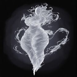 ai_generated air_creature big_breasts curvy curvy_figure elemental_creature elemental_humanoid faceless faceless_female fantasy female female_focus female_only huge_breasts simple_background solo standing teron_games wide_hips wind