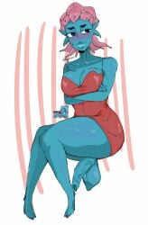 1girls alien alien_girl alien_humanoid amazon_prime arms_crossed blue_skin crossed_arms dress embarrassed embarrassed_female female futanari humanoid_penis invincible invincible_(comics) invincible_(tv_series) jeteggs large_breasts looking_away minidress multicolored_lips pink_hair red_dress reference_image solo solo_female solo_focus solo_futa sweat sweatdrop telia telia_(invincible) thick thick_ass thick_legs thick_lips thick_thighs