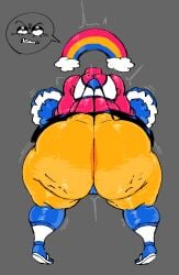 1girls ass ass_bigger_than_head behind_view big_ass big_butt bottom_heavy bubble_butt cellulite cheerleader cheerleader_uniform chica's_magic_rainbow clothing curvaceous curvy curvy_figure eyes_rolling_back female female_only five_nights_at_freddy's five_nights_at_freddy's_world grey_background huge_ass mostly_nude panties panty_pull plump pom_poms skirt solo solo_female submarichamomi2 thick_thighs voluptuous voluptuous_female wedgie wide_hips