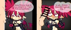 clothed_female_nude_male disgaea disgaea_1 erection etna laharl large_penis liddell_(artist) nippon_ichi_software penis shocked small_penis small_penis_humiliation surprised