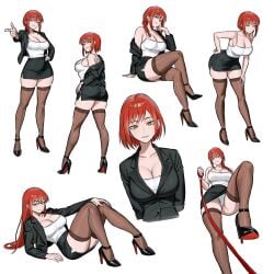 1girls absurdres alternate_costume armpits black_skirt blazer breasts chainsaw_man cleavage collarbone crop_top crossed_legs femdom formal_clothes high_heels highres jacket makima_(chainsaw_man) office_lady panties pantyshot pencil_skirt ringed_eyes simple_background skirt standing standing_on_one_leg thick_thighs thighhighs thighs underwear white_background white_panties yellow_eyes zeon_(zzeeonn)