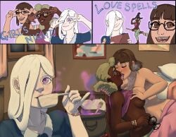 3girls dark_skin delilah_mourner izi_lambert lemonade_ghost original_character vierra_cabello yuri yuri