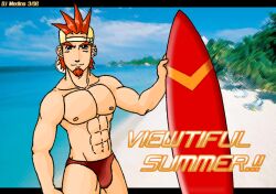 00s 1boy 2006 bulge dated male male_only muscular nipples piercing red_hair red_speedo sarumaru solo speedo surfboard tagme video_games viewtiful_joe viewtiful_joe_(character)