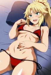 1girls ai_generated bikini fate/apocrypha fate_(series) mordred_(fate) oncetwice red_bikini solo swimsuit