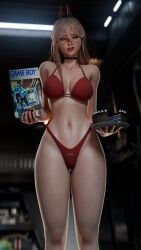1girls 3d 3d_(artwork) athletic athletic_female blender blonde_hair blonde_hair bra breasts chainsaw_man cleavage demon demon_girl demon_horns female female_focus female_only highres horns light-skinned_female light_skin medium_breasts panties power_(chainsaw_man) red_bra red_panties thick_thighs thong thong_panties underwear watermark weedson86 yellow_eyes