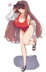 1girls big_breasts female one_piece_swimsuit solo solo_female
