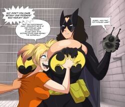 2025 batgirl_(cassandra_cain) batman_(series) big_breasts bra breast_expansion cassandra_cain commission dc_comics groping harley_quinn huge_breasts kayzer marauder6272 massive_breasts tagme