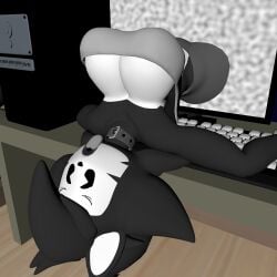 3d big_ass big_breasts black_and_white blinki_the_wolf furry_girl wolf wolf_girl