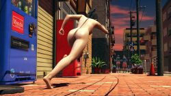 3d 3girls amasawa_kyoko ass barefoot breasts completely_nude effineffer exhibitionism female female_only kotoko_itokura nude outdoors outside pubic_hair public public_nudity pussy running ryuu_ga_gotoku sawamura_haruka streaking vending_machine