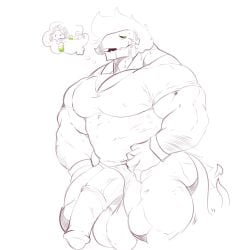 abbamusa410791 balls bara big_balls big_muscles big_penis bottomless equine_penis flaccid horsecock huge_cock male male_only medial_ring monochrome muscles muscular pantsless penis penis_transformation solo solo_male