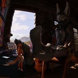 3d_(artwork) absurd_res anthro ass blender_(artwork) clothed clothing cynthiaacid digital_media_(artwork) duo feet female foot_fetish foot_focus fur grey_body grey_fur hair hi_res humanoid jewelry macro male male/female mammal masturbation micro mineru narrowed_eyes nintendo nude paws reptile scales scalie snake tail tears_of_the_kingdom the_legend_of_zelda third_eye_closed tiptoes toes white_hair zonai