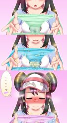 ... blush brown_hair closed_eyes cum cum_in_panties cum_on_face embarrassed female miso_panda open_mouth panties pokemon pokemon_bw pokemon_bw2 rosa_(pokemon) twintails