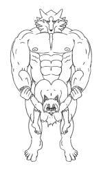 anthro ass brand_new_animal breasts bulge canine colorless genitals huge_cock larger_male looking_pleasured male male/female male_penetrating_female mammal michiru_kagemori mind_break muscular muscular_male open_mouth penile_penetration penis raccoon raccoon_dog shirou_ogami simple_background size_difference small_breasts stomach_bulge stomach_deformation studio_trigger tanuki tanuki_girl terace_(artist) toe_curl vaginal_penetration wolf