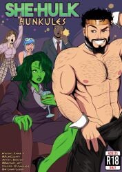 2d bannari_art comic female greek_mythology green_skin hercules_(character) hercules_(marvel) jennifer_walters male male_stripper marvel marvel_comics muscles muscular muscular_female muscular_male she-hulk she-hulk:_hunkules_(comic) strip_club stripper tagme