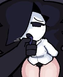 arcaned_roses big_thighs femboy finger_in_mouth imminent_oral imminent_sex one_eye_obstructed roses_(roses_arcaned) roses_arcaned tounge_out