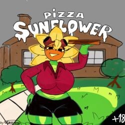 ass big_breasts comic comic_page comic_panel curvy electronic_arts female female_only feminine_focus flora_fauna flower girl_only heroes moxxy_art pizza pizza_box plant plant_girl plant_humanoid plants_vs_zombies plants_vs_zombies: popcap_games solar_flare_(pvz) sunflower_(pvz) thick_thighs video_game_character video_games wide_hips