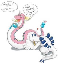 assimilation avian blue_eyes blush corruption dragonair english_text eyelashes feral furry fusion horn lugia merging necklace nelsonnoir open_mouth pokemon pokemon_(species) pokemon_gsc pokemon_rgby pussy serpentine takeover unbirthing vore wings zipper zipper_pussy