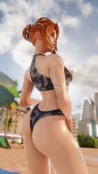 3d ass blender blizzard_entertainment breasts curvy curvy_body curvy_female curvy_figure female female_only freja_(overwatch) nipples outdoors overwatch overwatch_2 standing wet wet_body wet_skin yume4d