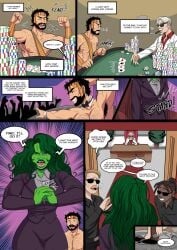 2d bannari_art comic female greek_mythology green_skin hercules_(character) hercules_(marvel) jennifer_walters male male_stripper marvel marvel_comics muscles muscular muscular_female muscular_male she-hulk she-hulk:_hunkules_(comic) strip_club stripper tagme