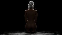 3d ass astronoex back_view cd_projekt_red ciri completely_nude feet female light-skinned_female necklace nude scar solo solo_female the_witcher_(series) the_witcher_3:_wild_hunt white_hair