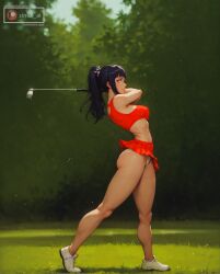 1girls ai_generated aisinful big_breasts black_hair breasts female female_only golf golf_club hi_res hyuuga_hinata hyuuga_hinata medium_breasts naruto naruto_(classic) naruto_(series) naruto_shippuden panties ponytail skirt solo thick_thighs thighs wide_hips