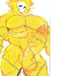abbamusa410791 balls bara big_balls big_muscles big_penis boner chains erection fire ghost_rider huge_cock male male_only marvel marvel_comics muscles muscular nude penis skull skull_head solo solo_male