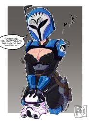 big_breasts bo-katan_kryze breasts breasts_out faraday_one female female_only helmet lingerie star_wars the_mandalorian
