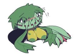 aliasing alpha_channel alternate_version_at_source blush blush_lines bodily_fluids carnivine digital_media_(artwork) elemental_creature female flora_fauna generation_4_pokemon green_hair green_nipples hair implied_transformation nintendo nipples oagoner plant pokemon pokemon_(species) simple_background solo sweat transparent_background