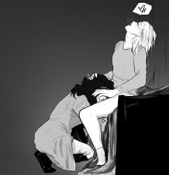 2girls annie_leonhardt attack_on_titan black_hair black_hair_female blonde blonde_female blonde_hair blonde_hair_female blush cunnilingus eating_pussy fingering fingering_partner fingering_pussy irenesexe pieck_finger shingeki_no_kyojin tagme yuri