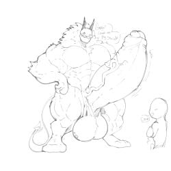 abbamusa410791 balls bara big_balls big_muscles big_penis boner erection huge_cock hyper_balls hyper_penis male male_only monochrome muscles muscular nude penis solo solo_male