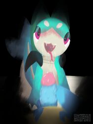 after_fellatio blush croconaw digital_media_(artwork) erection fangs hand_on_penis heart-shaped_pupils looking_at_viewer looking_pleasured male masturbation nintendo open_mouth overweight phytandro pokemon pov precum precum_drip saliva saliva_string size_difference snivy tongue tongue_out