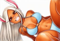 2025 ai_generated animal_ears artist_name boku_no_hero_academia breasts crazyfishbones dark-skinned_female female long_hair mirko rabbit_ears rabbit_girl solo