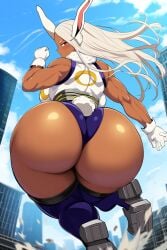 1girls ai_generated big_ass big_breasts boku_no_hero_academia breasts dark-skinned_female dark_skin female female_focus female_only high_heels huge_ass leotard mirko miruko my_hero_academia rabbit_ears rumi_usagiyama solo turtleneck_leotard white_hair