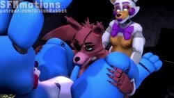 anal_sex blowjob cum cumflated_belly cumflation femboy femboydom five_nights_at_freddy's five_nights_at_freddy's_2 foxy_(fnaf) gay group lolbit_(fnaf) sfmmations tagme threesome toy_bonnie_(fnaf) video white_eyes