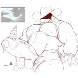 abbamusa410791 anthro balls bara big_balls big_muscles big_penis boner erection huge_cock hyper_penis male male_only monochrome muscles muscular penis penis_out rango_(film) rattlesnake_jake reference_image scalie snake solo solo_male