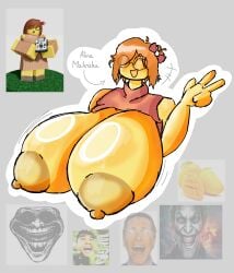 1girls absurd_res alina_mahrisha areolae big_breasts blood_debt breasts_out character_name closed_eyes glasses jonkler large_breasts mango meme meme_in_the_background nipples open_mouth orange_hair patrick_bateman peace_sign phonk reference_image roblox roblox_game robloxian round_glasses self_upload shitpost short_hair sleeveless trollface wan17n white_outline yellow_skin