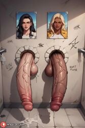 2futas ai_generated balls balls_through_glory_hole crotch_focus dominant dominant_futa domination focus_on_penis full_balls futa_only futanari futasub glory_hole glory_wall huge_balls huge_cock intersex light-skinned_futa light_skin luvnari massive_penis musk musky_cock penis penis_focus photo pov pov_crotch pov_eye_contact precum presenting_penis public public_nudity public_toilet solo solo_futa stuck stuck_in_glory_hole stuck_in_wall sweat sweaty_balls sweaty_genitalia taker_pov talking_to_viewer testicles toilet uncensored veiny veiny_penis